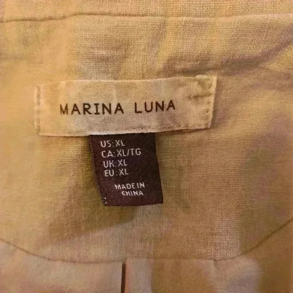 Marina Luna Womens Linen Open Blazer Peach Tan Size XL - Picture 10 of 11